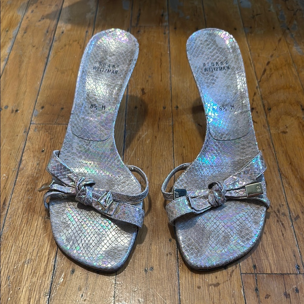 Y2K Stuart Weitzman Iridescent Bow Heels